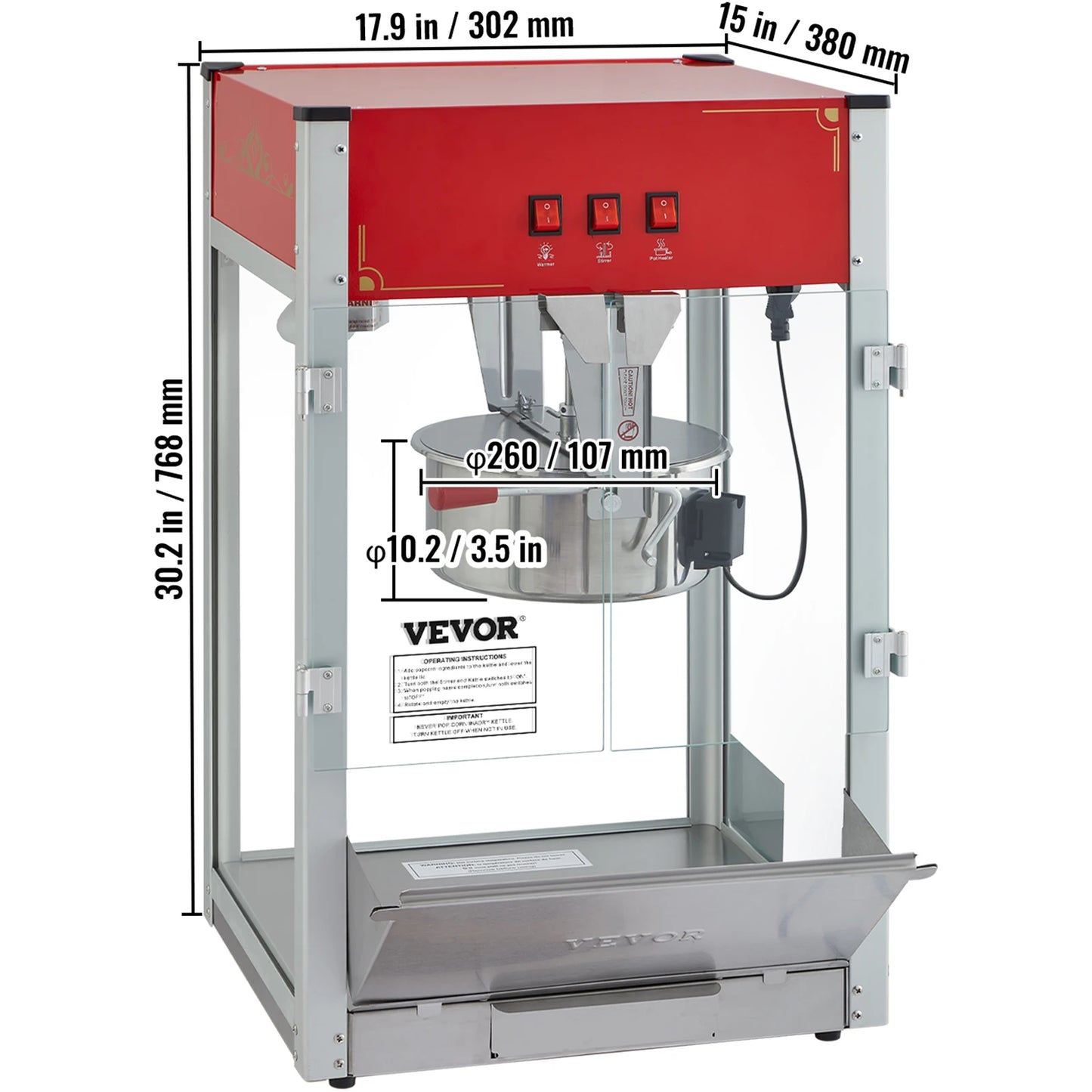 8/12Oz Electric Popcorn Maker Commercial Popper Machine