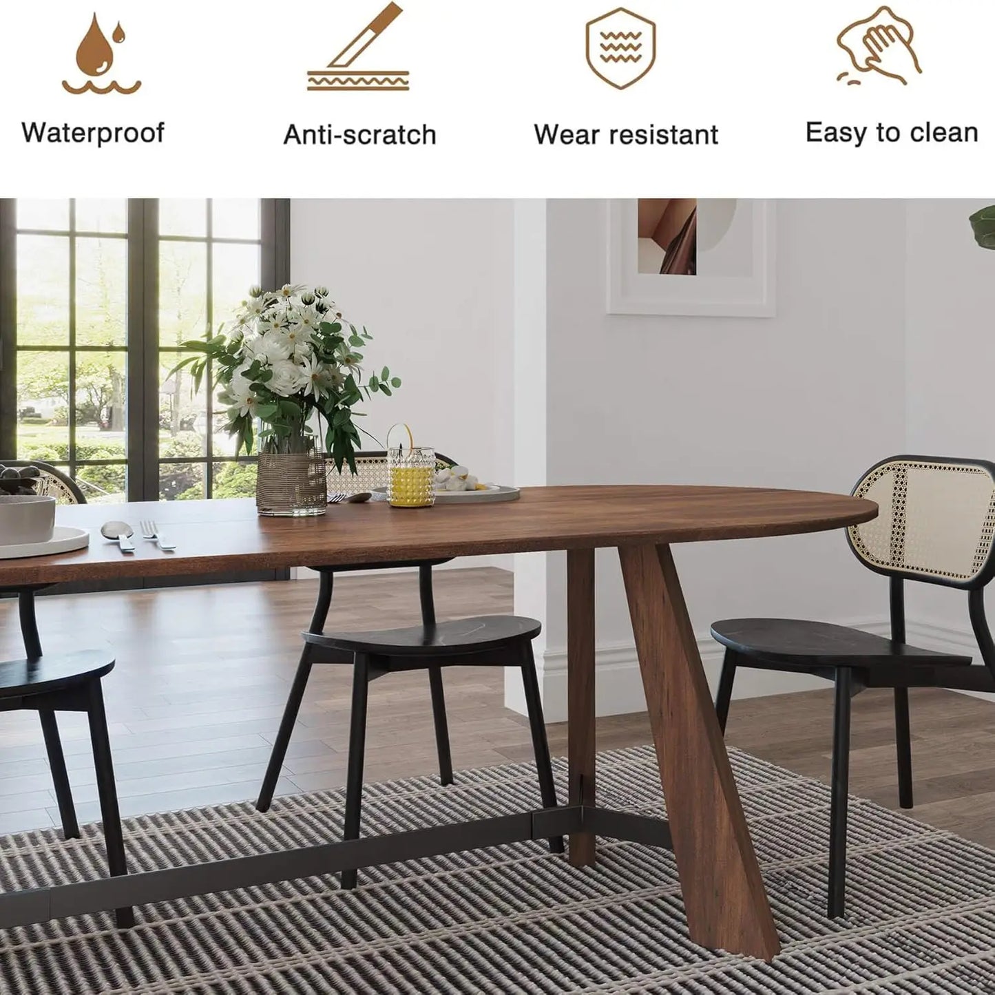 70.86in Rustic Oval Dining Table 6-8 Person