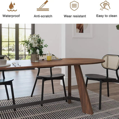 70.86in Rustic Oval Dining Table 6-8 Person