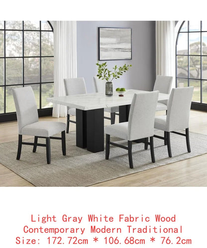 6-Pc Dining Set, White Rectangular Marble Tabletop
