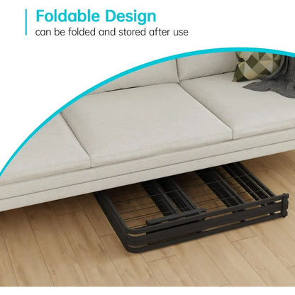 Metal Foldable Bed Frame Heavy Duty Steel Slats 6 Legs
