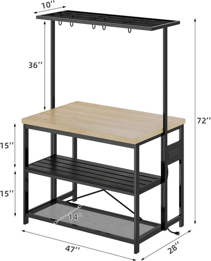 Kitchen Island with Storage, Power Outlet