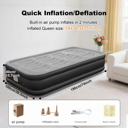 Inflatable Mattress Camping Home Built-In Pump