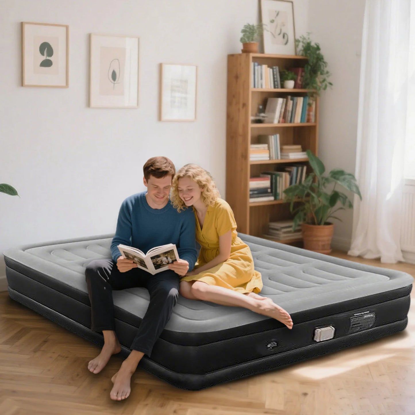 Inflatable Mattress Camping Home Built-In Pump
