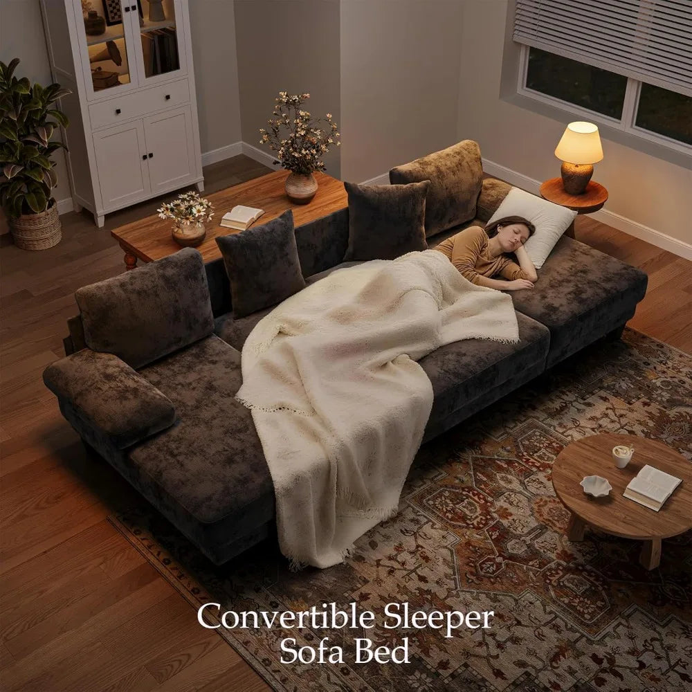 U-Shaped Sleeper Sofa with Pull Out Couch Bed