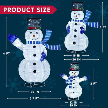 3 Pcs 3D Christmas Collapsible Snowman Yard