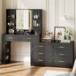 Makeup Vanity with Dresser Lighted Mirror & Power Outlet