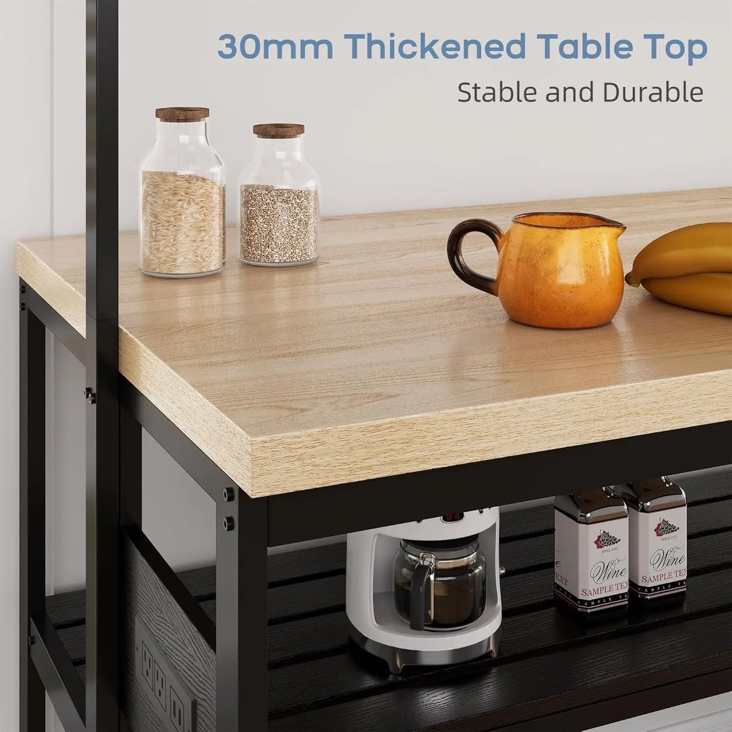 Kitchen Island with Storage, Power Outlet