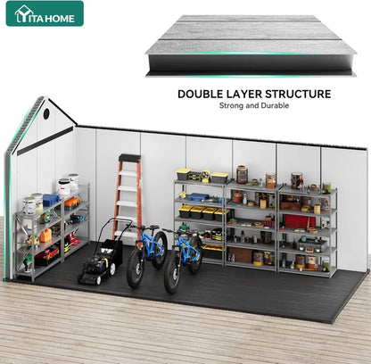 8x16 FT Waterproof Outdoor Storage Shed with Floor