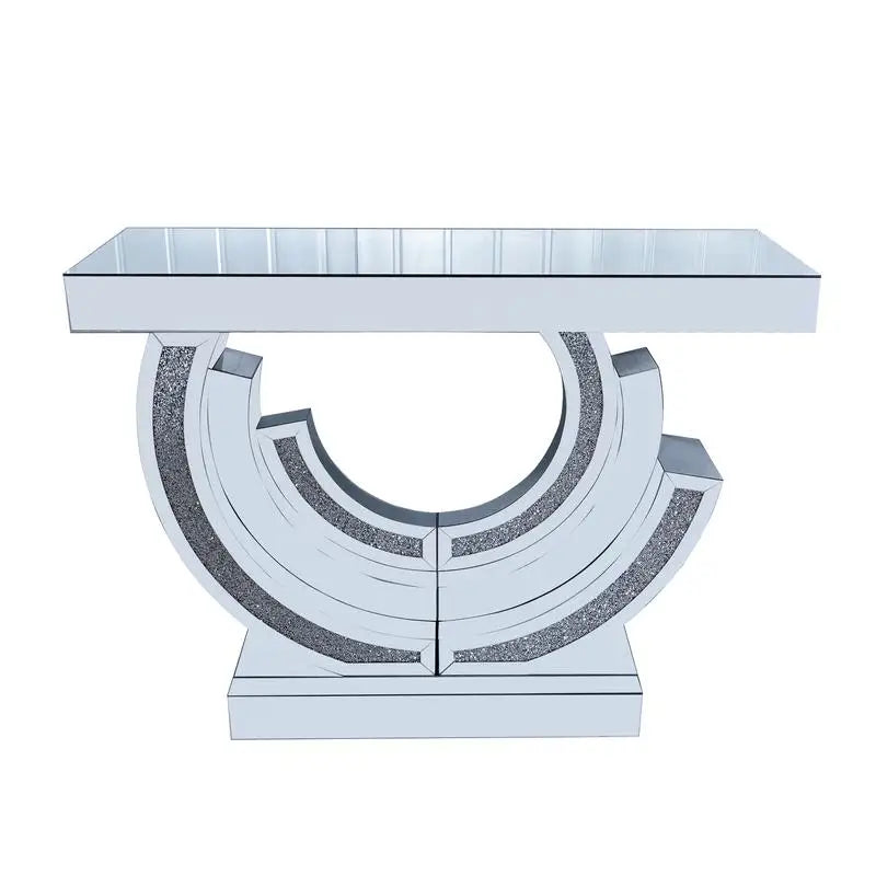 3C Shaped Crushed Diamond Hallway Table Mirrored Center