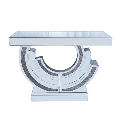 3C Shaped Crushed Diamond Hallway Table Mirrored Center