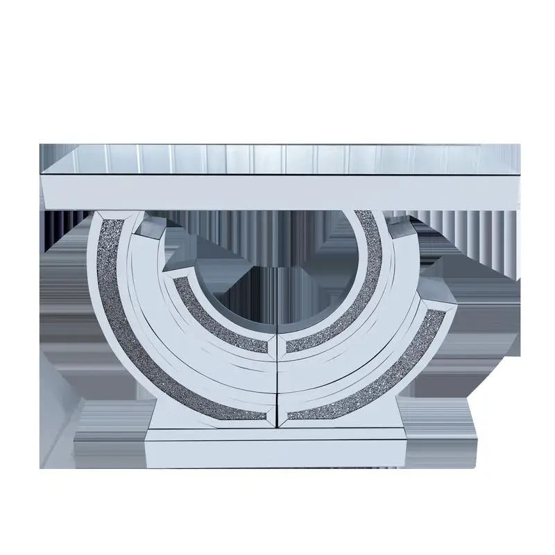 3C Shaped Crushed Diamond Hallway Table Mirrored Center