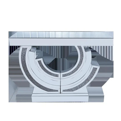 3C Shaped Crushed Diamond Hallway Table Mirrored Center
