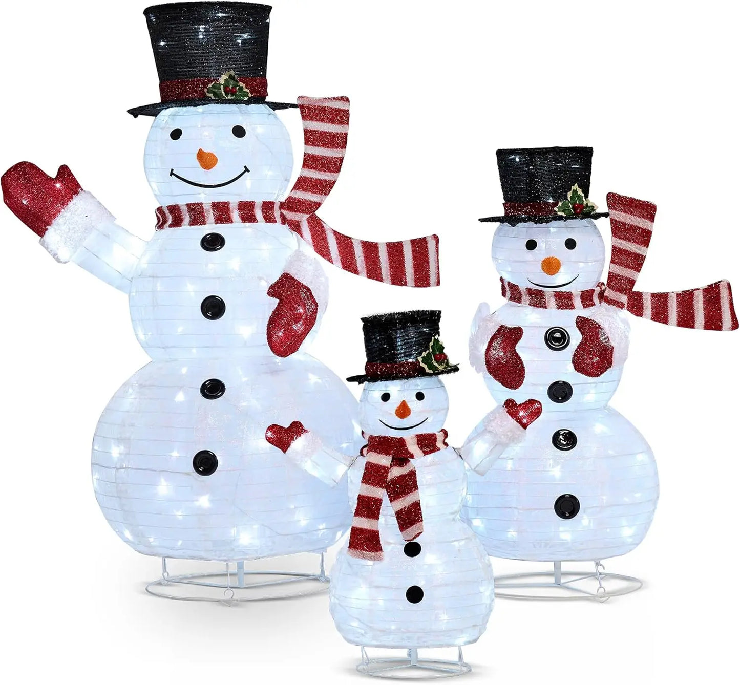 3 Pcs 3D Christmas Collapsible Snowman Yard