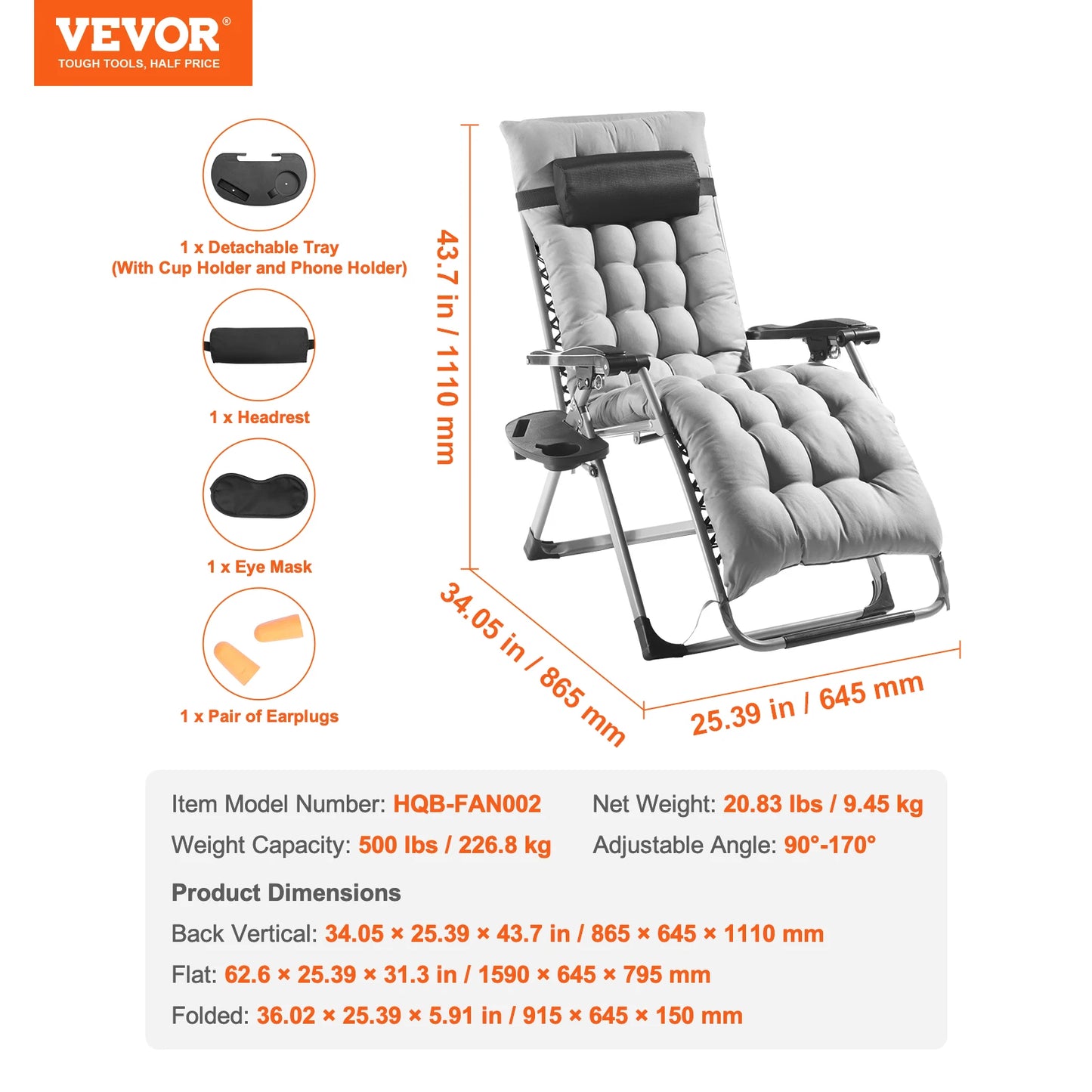 Zero Gravity Recliner Lounge Adjustable Chair