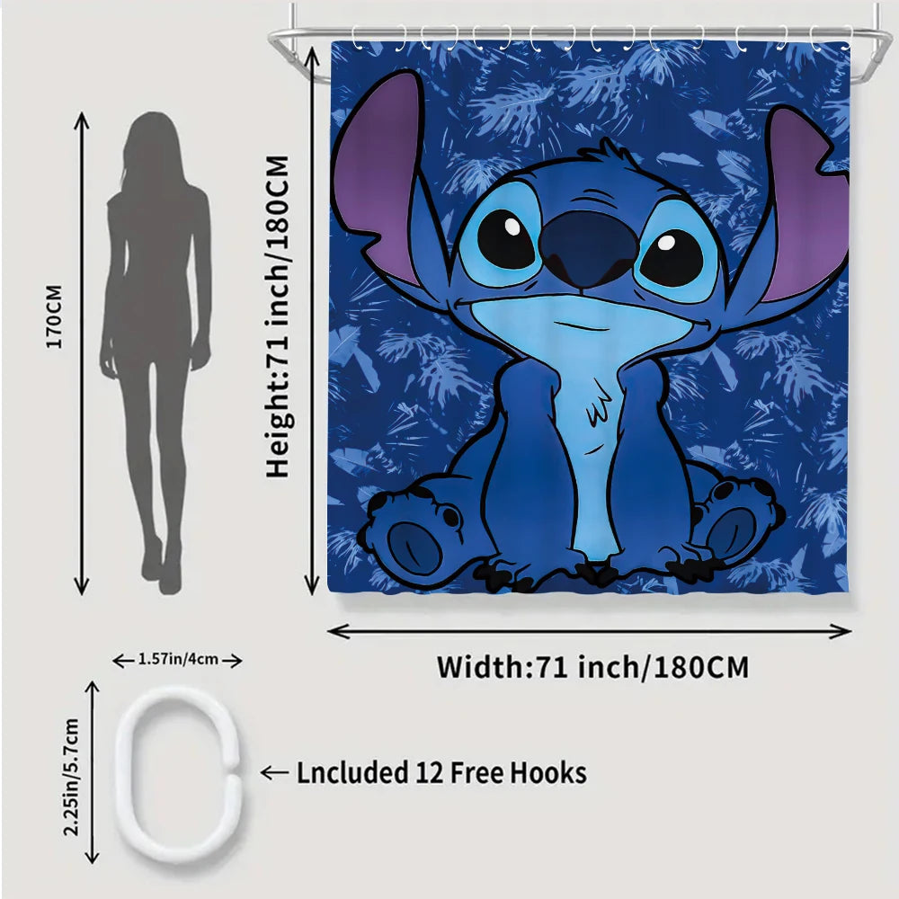 Stitch Bathroom Four-piece Set - Waterproof Shower Curtain
