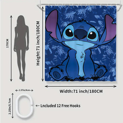Stitch Bathroom Four-piece Set - Waterproof Shower Curtain