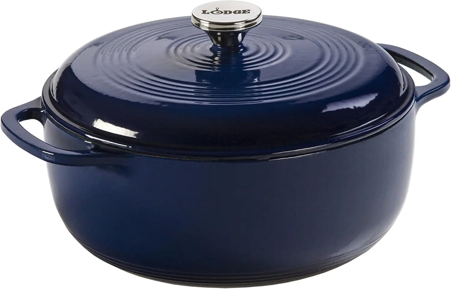 Lodge 6 Quart Enameled Cast Iron Dutch Oven with Lid Dual Handles Oven Safe up to 500° F or on Stovetop Use to Marinate Cook