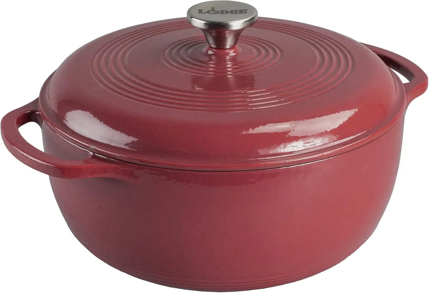 Lodge 6 Quart Enameled Cast Iron Dutch Oven with Lid Dual Handles Oven Safe up to 500° F or on Stovetop Use to Marinate Cook
