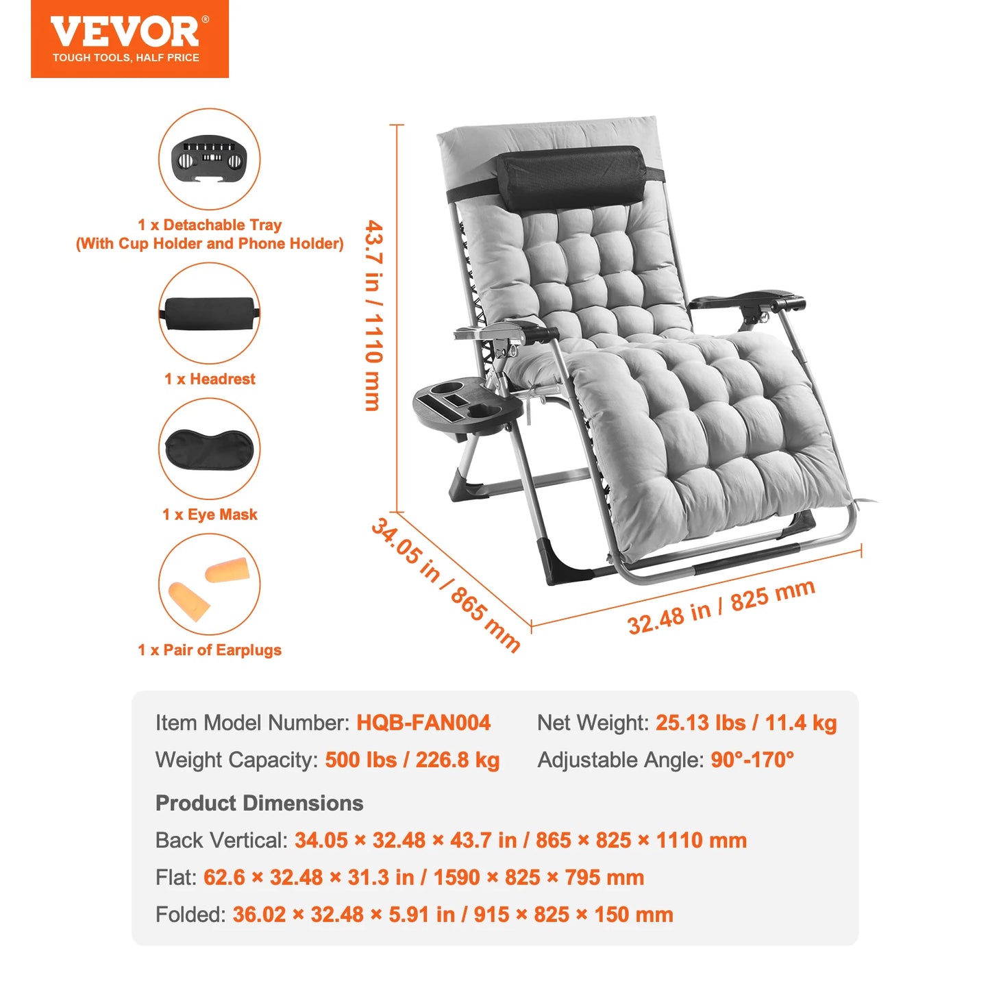 Zero Gravity Recliner Lounge Adjustable Chair