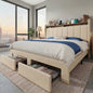 Bed Frame, 2 Storage Drawers/2-Tier Shelves with LED Lights