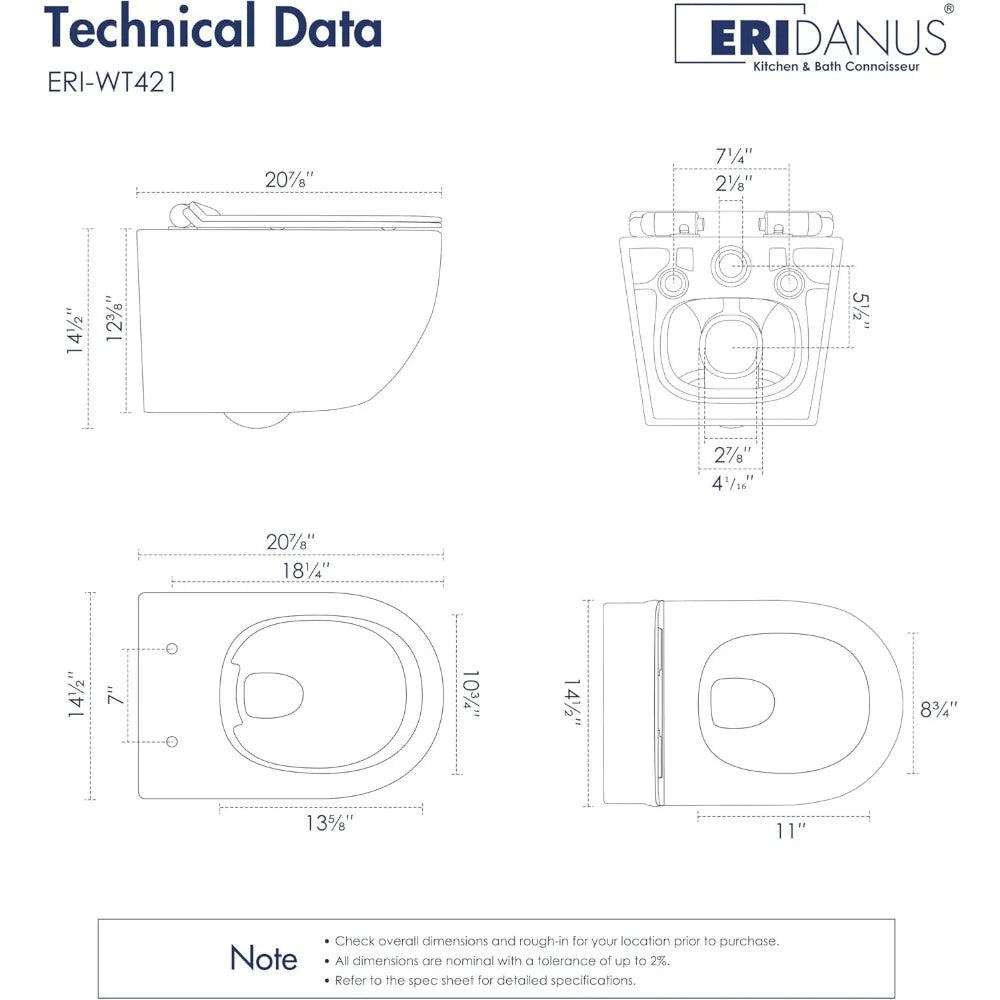 Dual-Flush Wall-Mounted Toilet System with Integrated Tank and Carrier