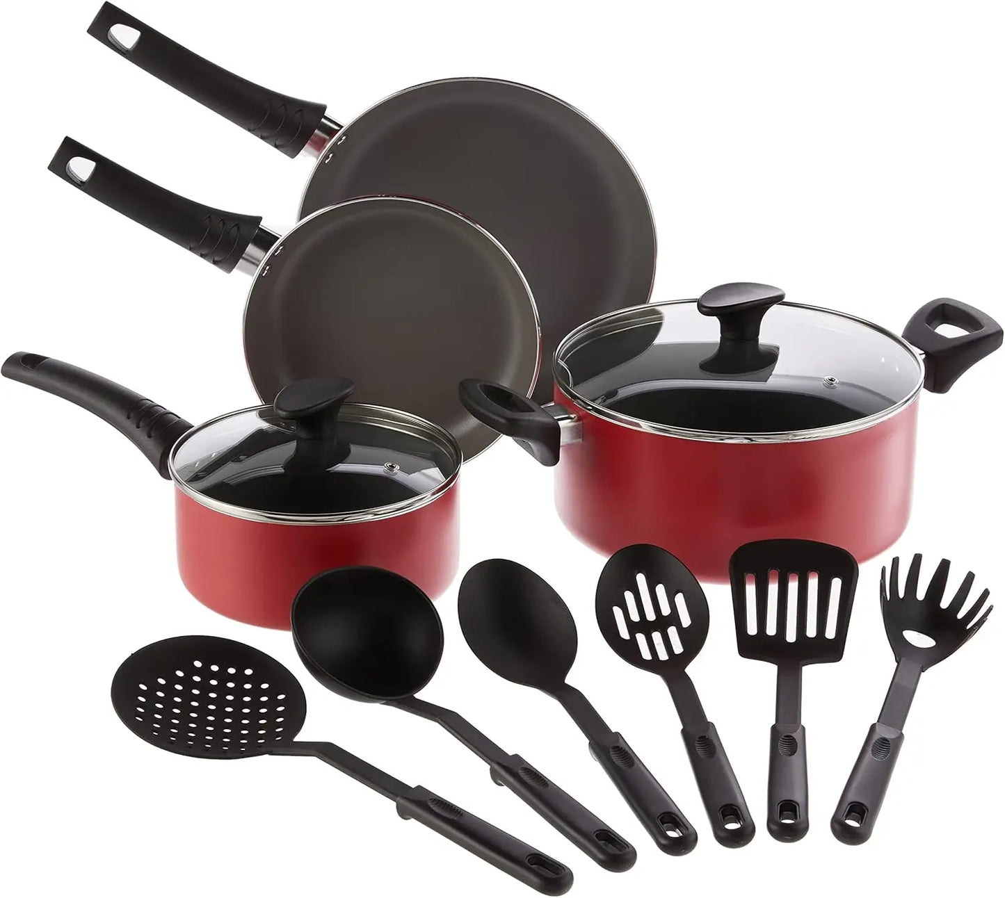 bella Cookware Set 12 Piece Pots andPans Utensils Nonstick PFOA Free Scratch Resistant Cooking Surface Compatible Nylon Aluminum