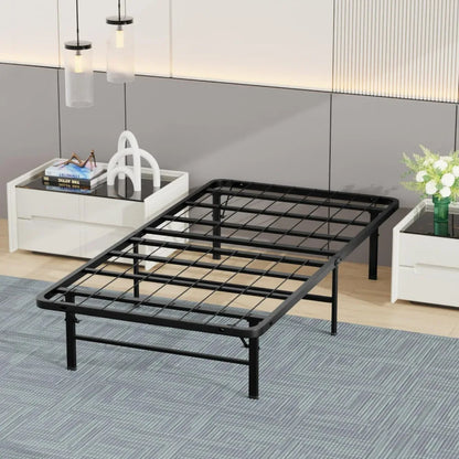 Metal Foldable Bed Frame Heavy Duty Steel Slats 6 Legs