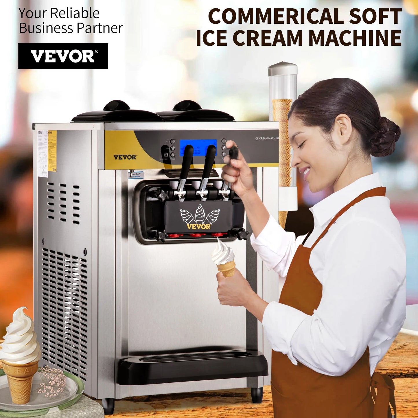 Soft Ice Cream Machine Commercial Tricolor Desktop
