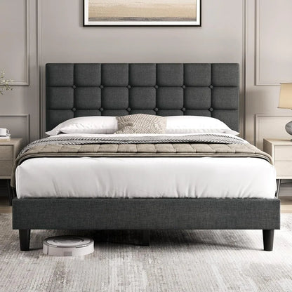 Upholstered Bed Frame, Queen Bed Platform