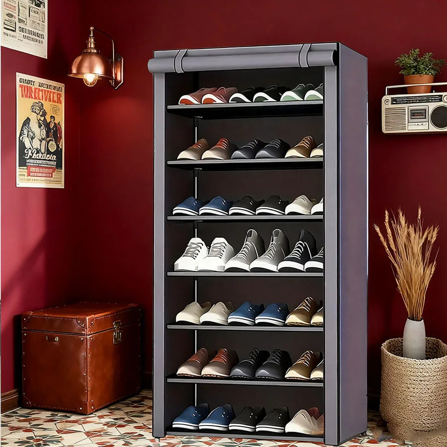 5/8 layer shoe cabinet storage rack with fabric cover