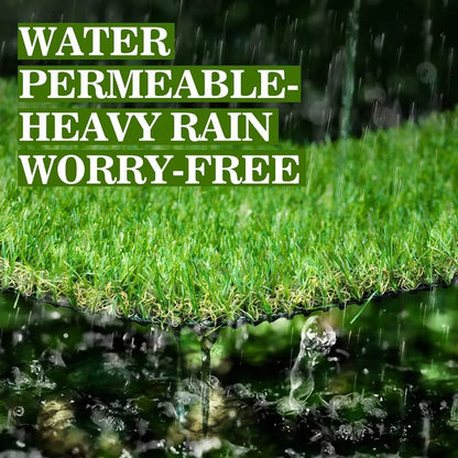 Artificial Turf 10 ft x 16 ft with Drainage, 1.38 Inch Realistic Fake Grass Rug Indoor Outdoor Lawn Landscape for Garden