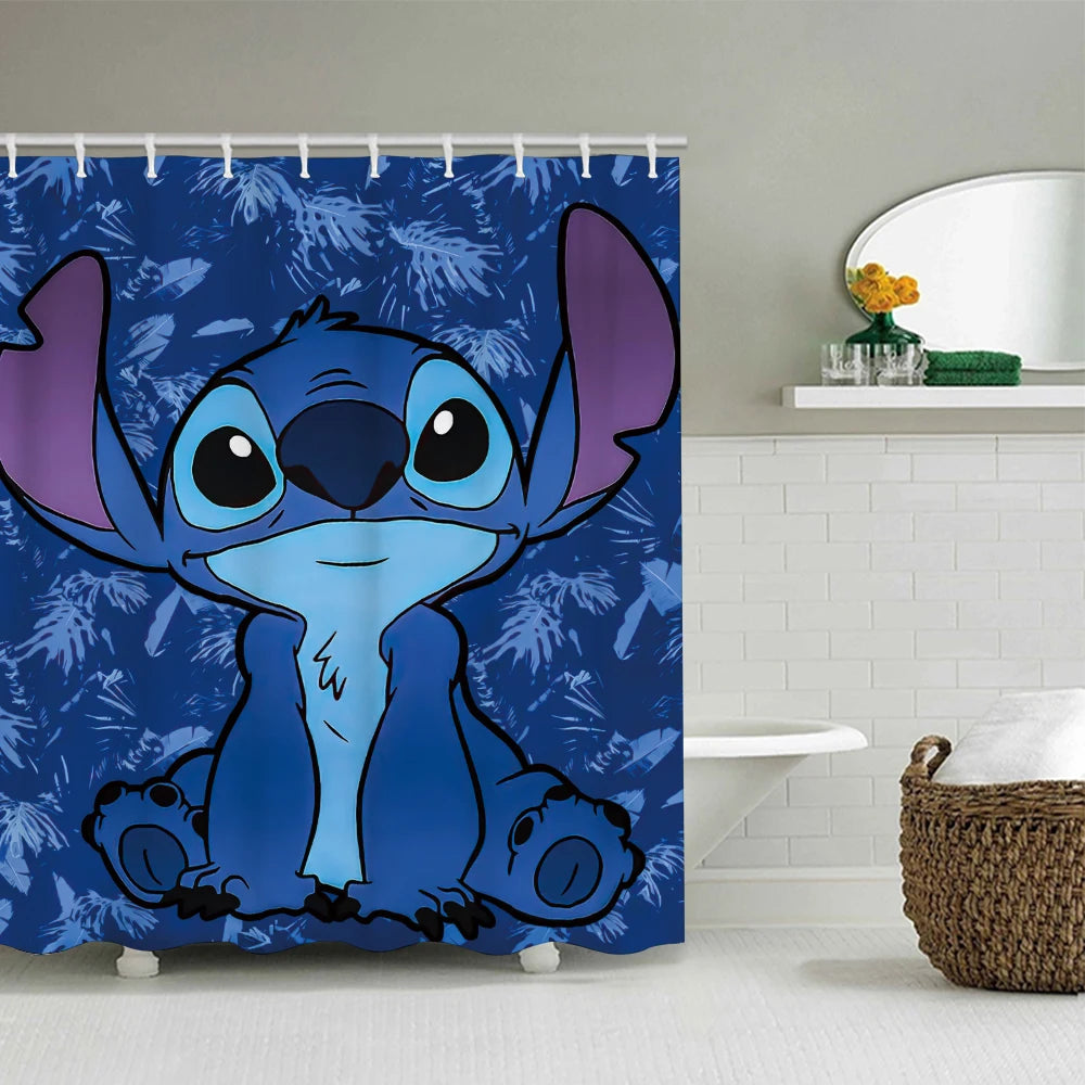 Stitch Bathroom Four-piece Set - Waterproof Shower Curtain