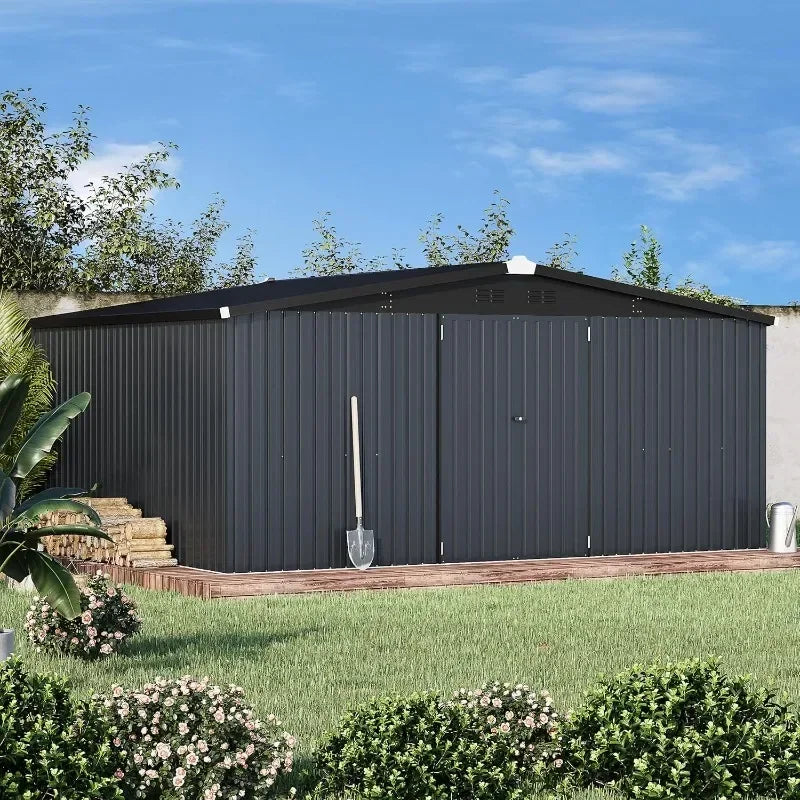 12x14 Outdoor Metal Storage Sheds With Lockable Doors