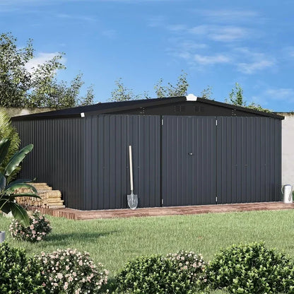 12x14 Outdoor Metal Storage Sheds With Lockable Doors