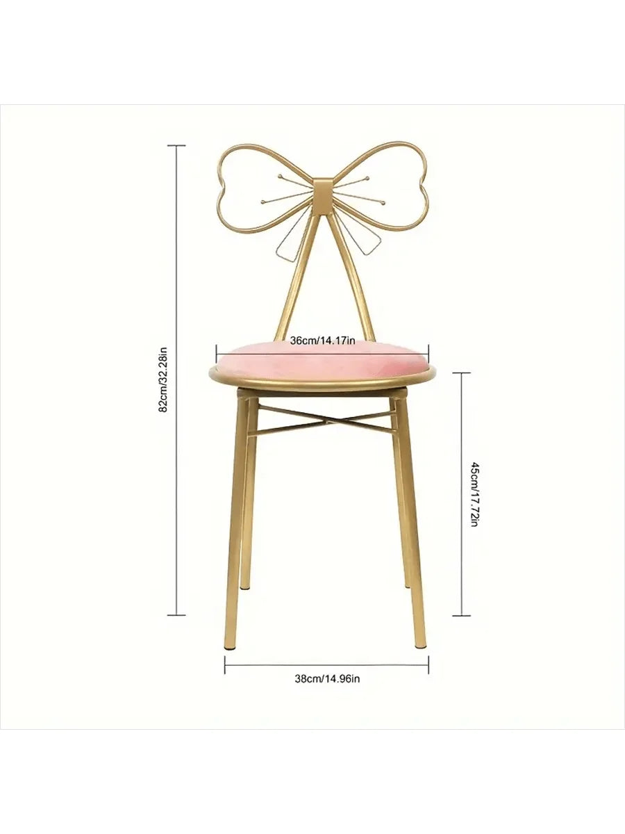 Makeup Vanity Girl Chair Stool with Bow Knot