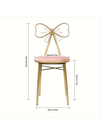 Makeup Vanity Girl Chair Stool with Bow Knot
