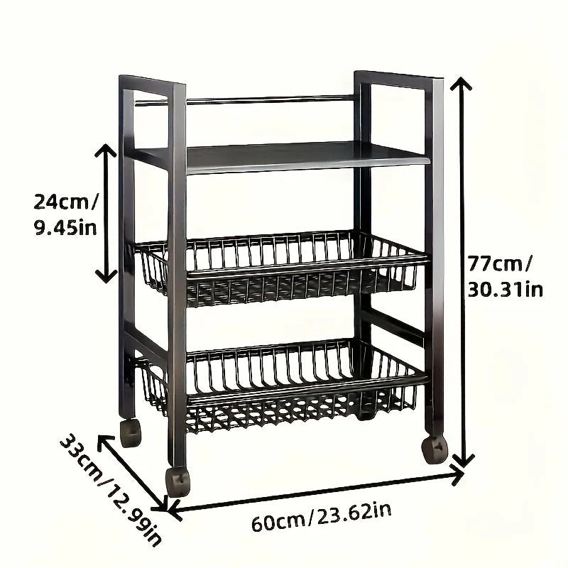 Heavy-Duty 4-Tier Freestanding Shelf with 3 Baskets