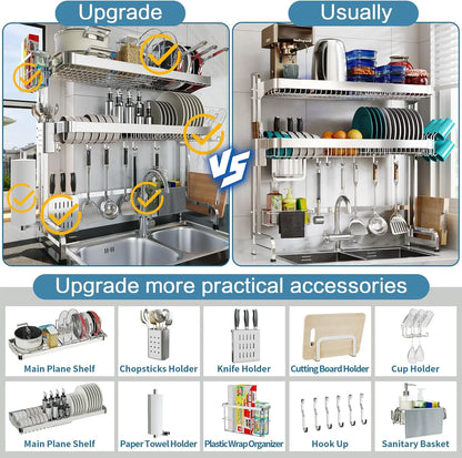 3-Tier Adjustable Stainless Steel Over-Sink Dish Drying Rackover-sink