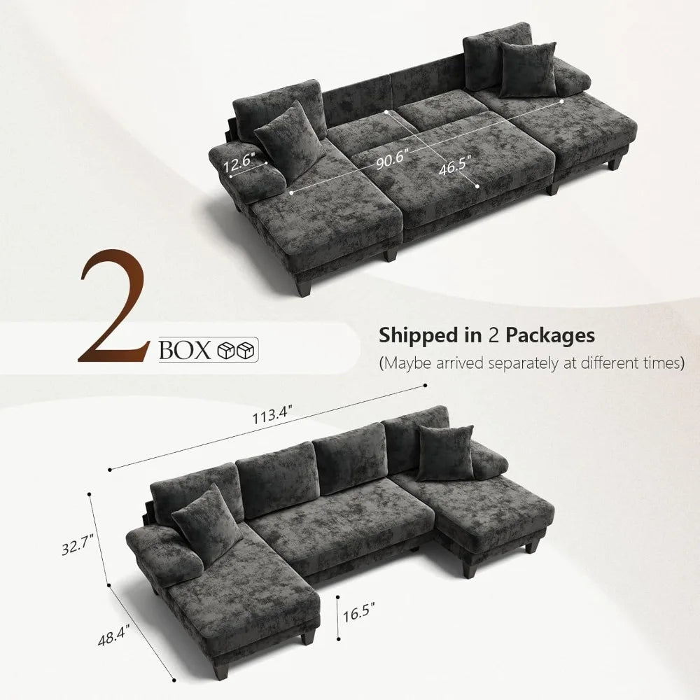 U-Shaped Sleeper Sofa with Pull Out Couch Bed