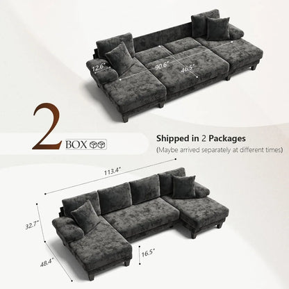 U-Shaped Sleeper Sofa with Pull Out Couch Bed