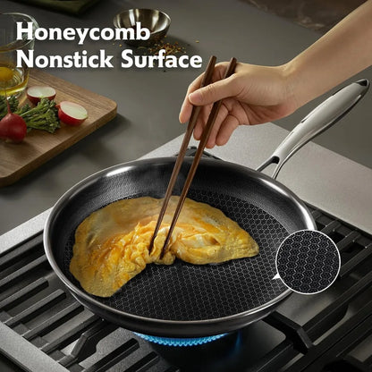 10 Pcs Non Stick Pots and Pans Set with Lids, Hybrid Stainless Steel Cookware Set, Skillet,Stock Pot,Frying Pan,Kitchen Cooking