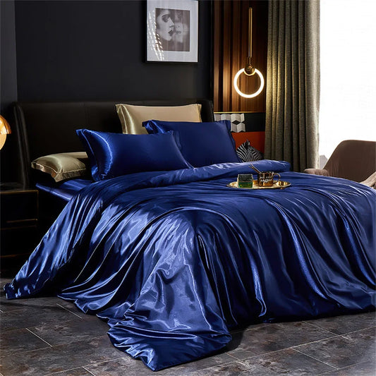 Solid Silk Bedding Set with Duvet Cover