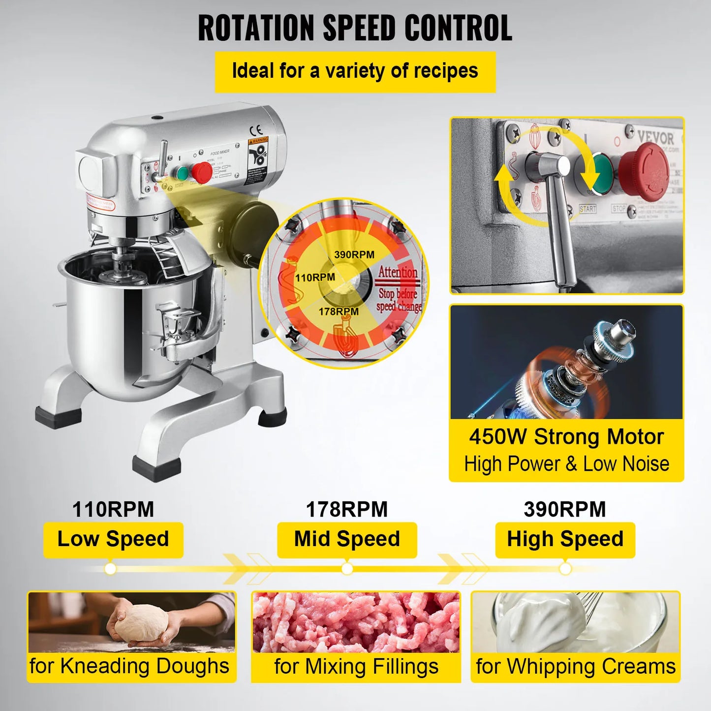 15-30L Electric Dough Machine Stainless Steel Commercial Stand Mixer
