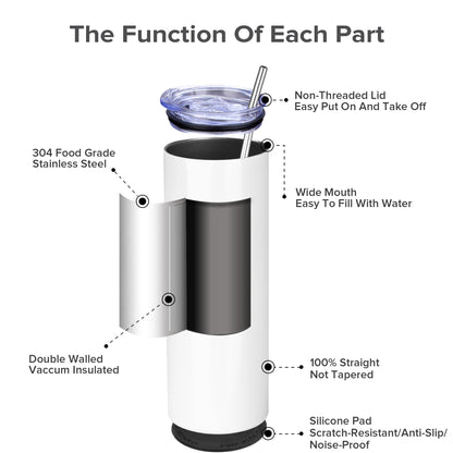 Sublimation Tumblers Blanks 20 oz 25 Pack Skinny Straight Tumblers