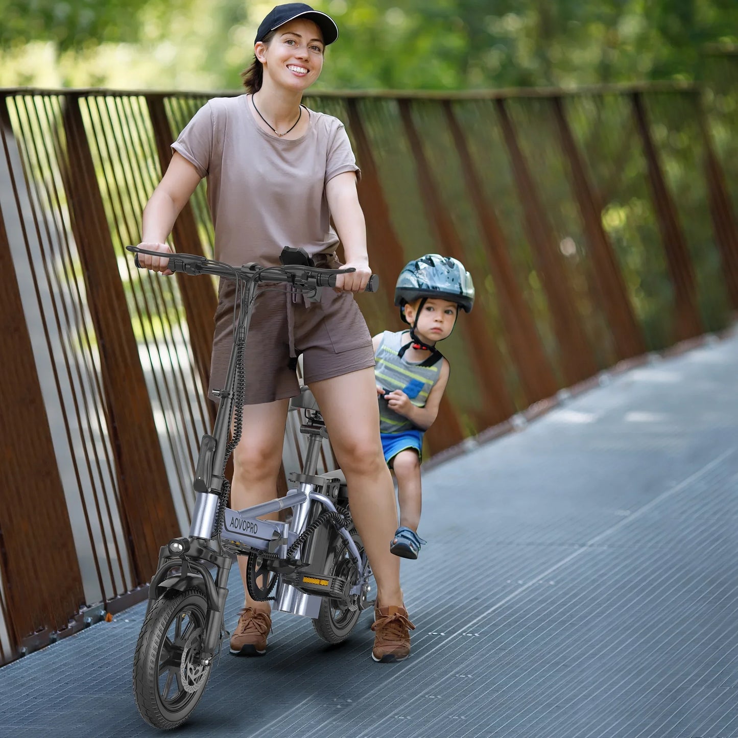 14'' Foldable Electric Bike 500W 48V 10.4AH Battery 22MPH 28Miles Long Range with Two Seats for Adult