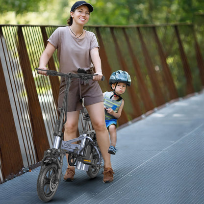 14'' Foldable Electric Bike 500W 48V 10.4AH Battery 22MPH 28Miles Long Range with Two Seats for Adult