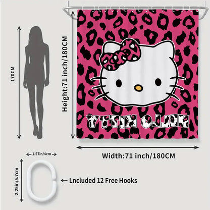 Hello Kitty Bathroom Four-Piece Set Waterproof Shower Curtain, creating a complete bathroom kit