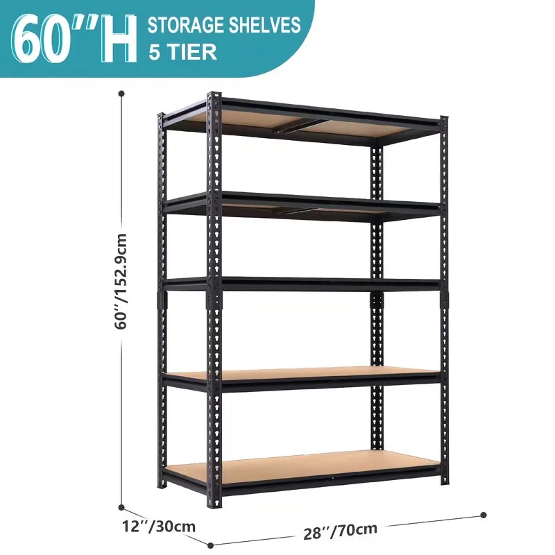 5 Layer 2000LB Heavy Duty Storage Rack Adjustable Metal Shelving