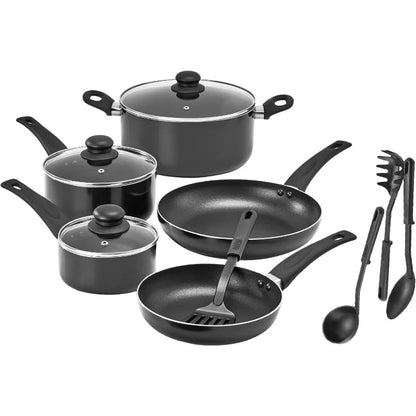bella Cookware Set 12 Piece Pots andPans Utensils Nonstick PFOA Free Scratch Resistant Cooking Surface Compatible Nylon Aluminum